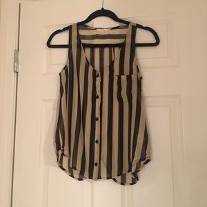 Black and Tan stripped tank top blouse.